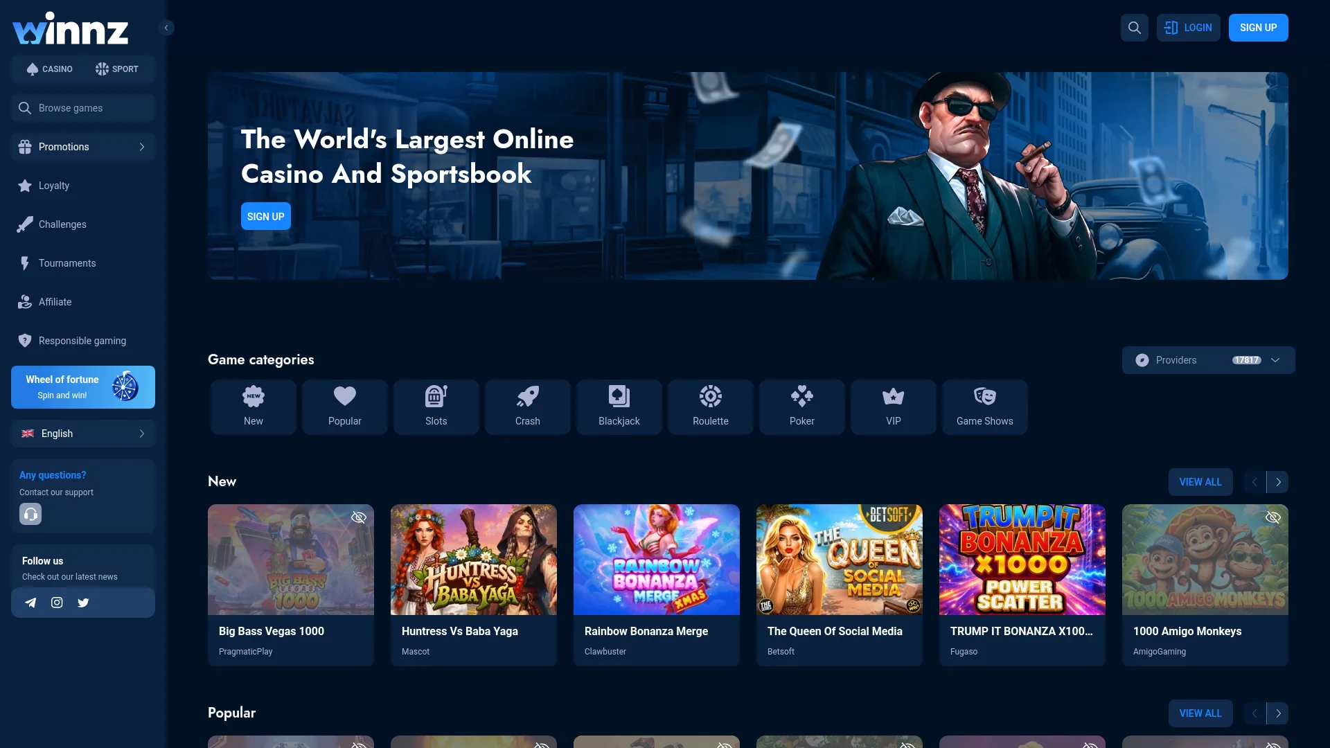 Win Casino desktop view